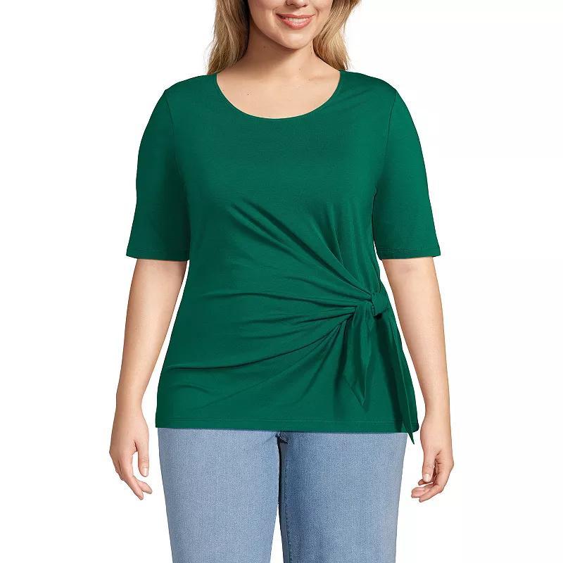 Womens Plus Size Lands End Lightweight Jersey Tie Front Top Product Image