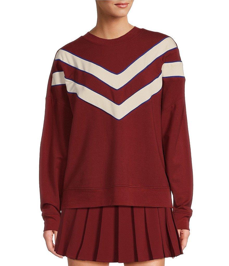 Antonio Melani Active Stripe Piping Crew Neck Long Sleeve Pullover Coordinating Sweatshirt Product Image