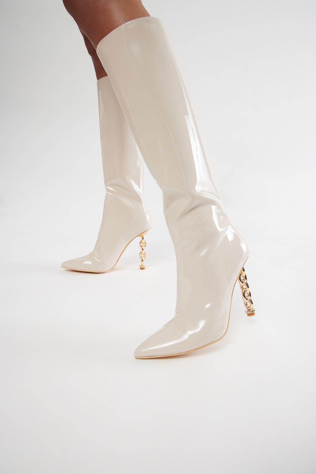 Inside Scoop Knee High Boots - Cream product image