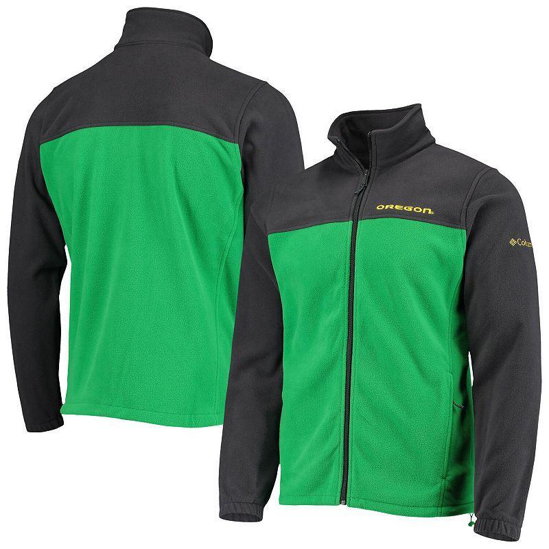 Mens Columbia Charcoal/Green Oregon Ducks Team Flanker III Fleece Team Full-Zip Jacket Product Image