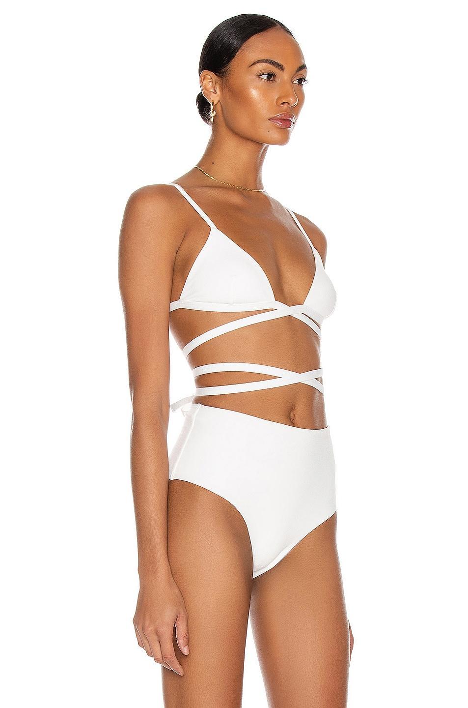 Matteau Wrap Triangle Bikini Top in White Product Image