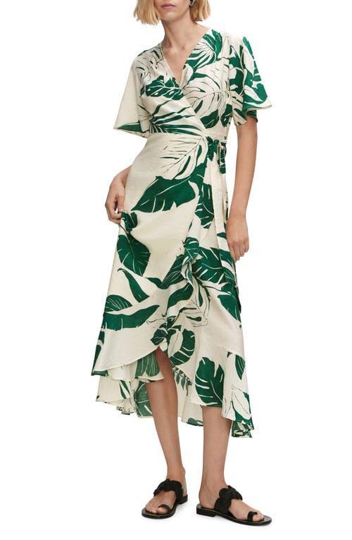 MANGO Tropical Print Short Sleeve Wrap Dress Product Image