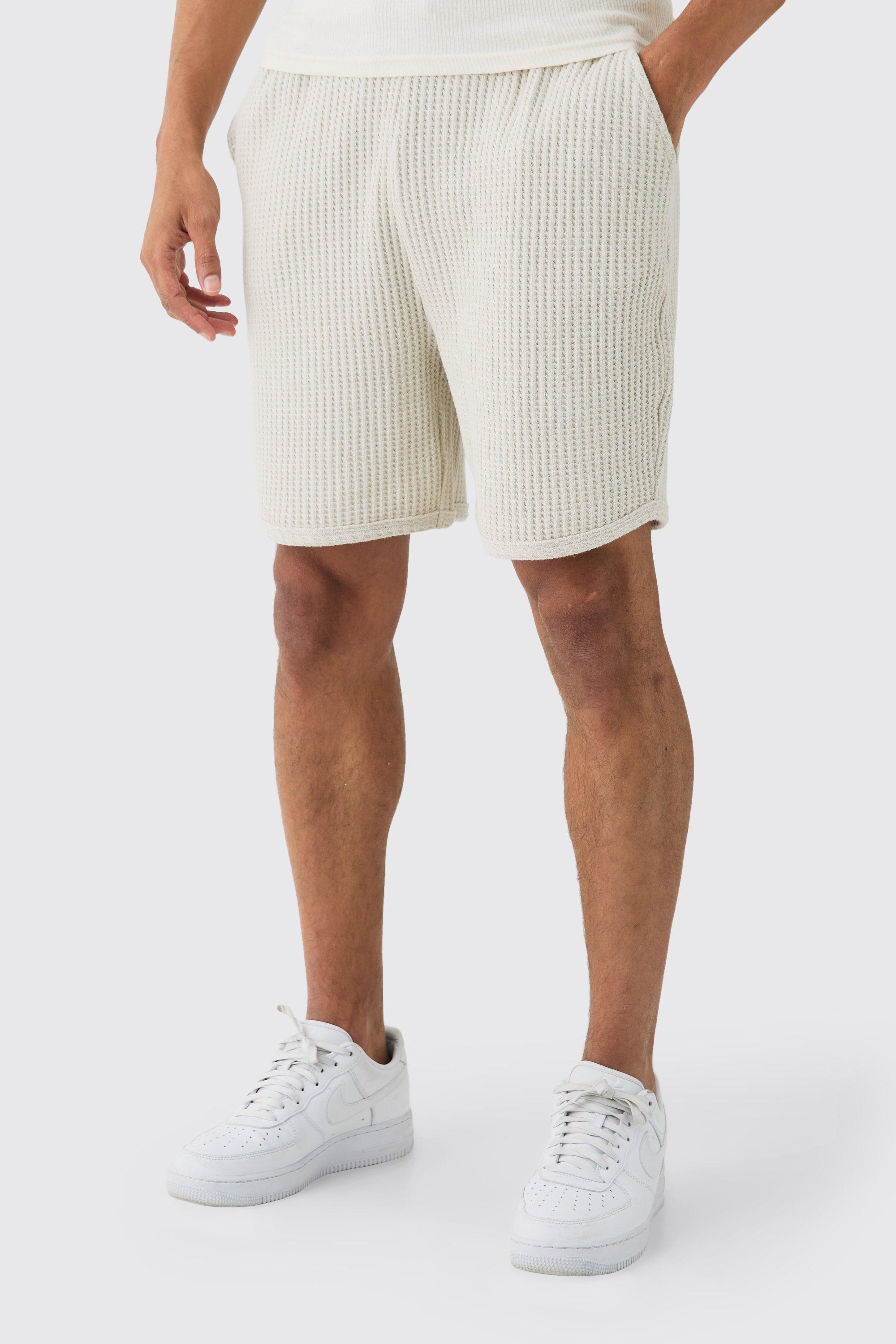 Mens Grey Heavy Jumbo Waffle Volley Short, Grey Product Image