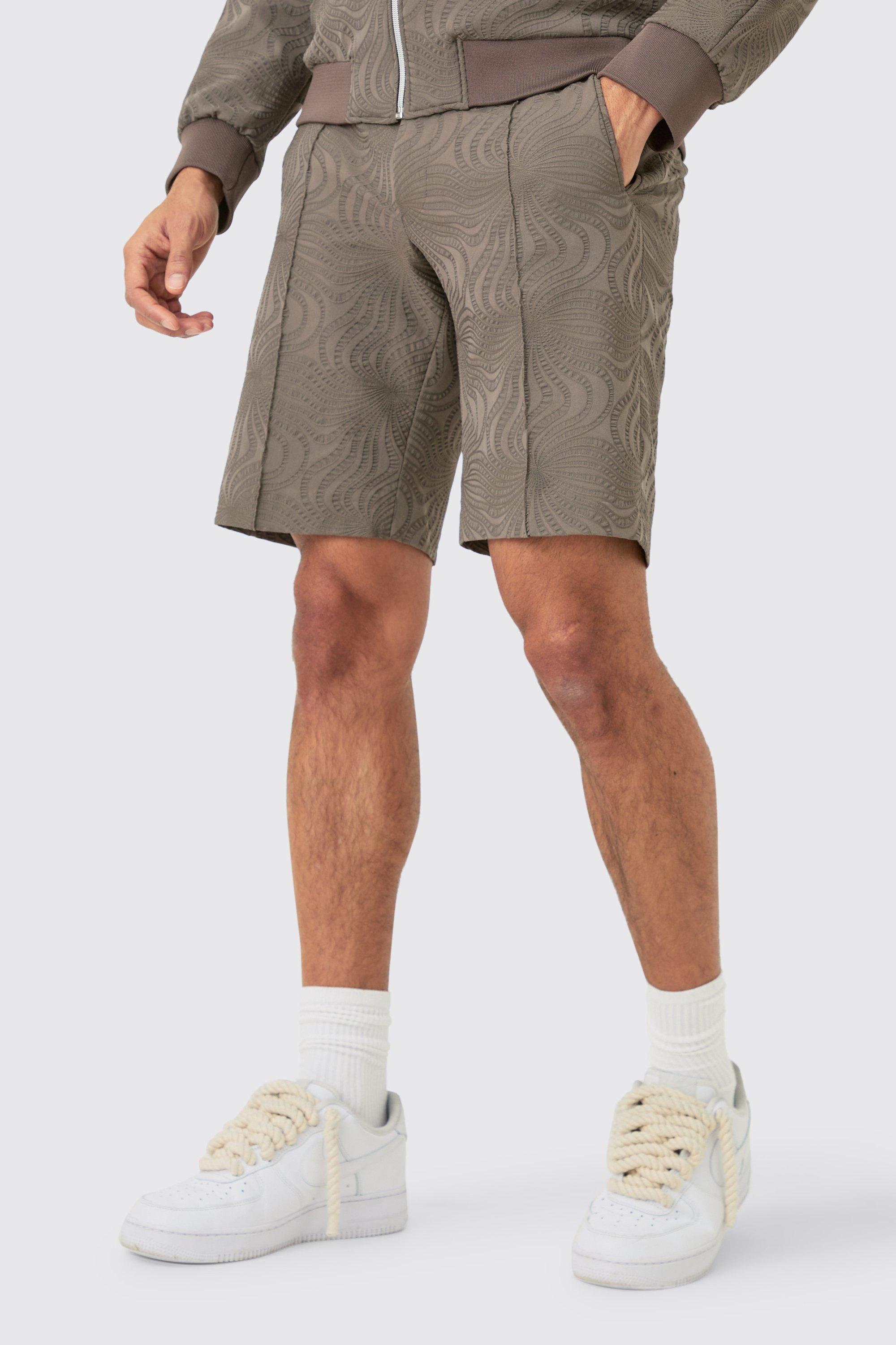 Textured Straight Fit Pintuck Tailored Shorts | boohooMAN USA Product Image