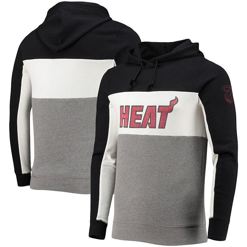 Mens Black Miami Heat Wordmark Colorblock Fleece Pullover Hoodie - Black Product Image