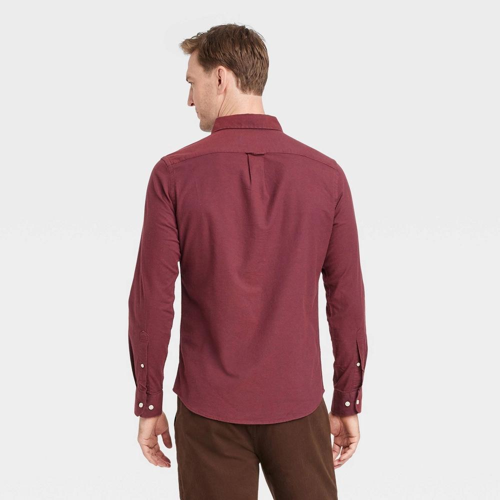 Men's Long Sleeve Collared Button-Down Shirt - Goodfellow & Co™ Maroon XL Product Image