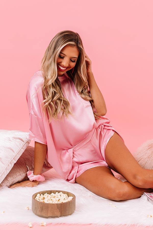 Slip Into Sweetness Satin Shift Top in Pink Product Image