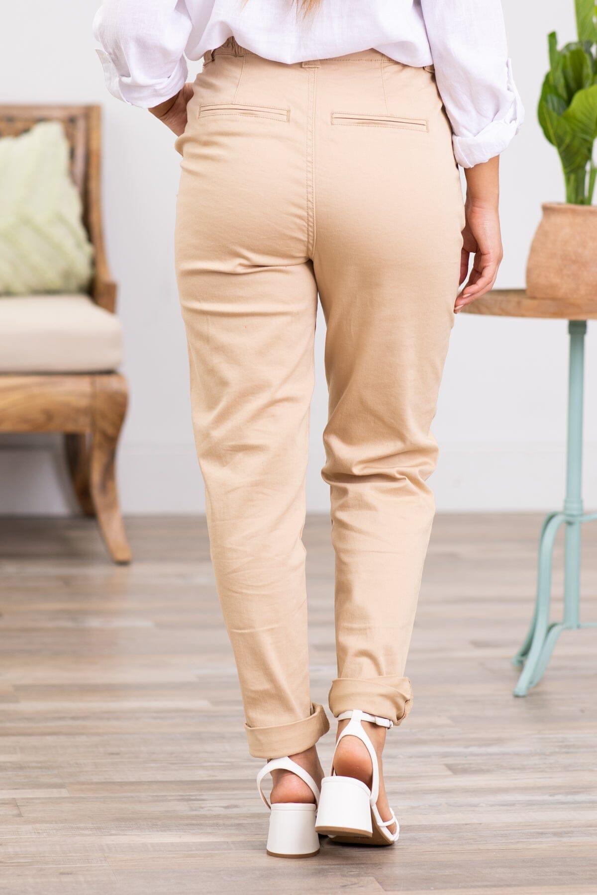 KanCan Tan High Rise Mom Fit Pants Product Image