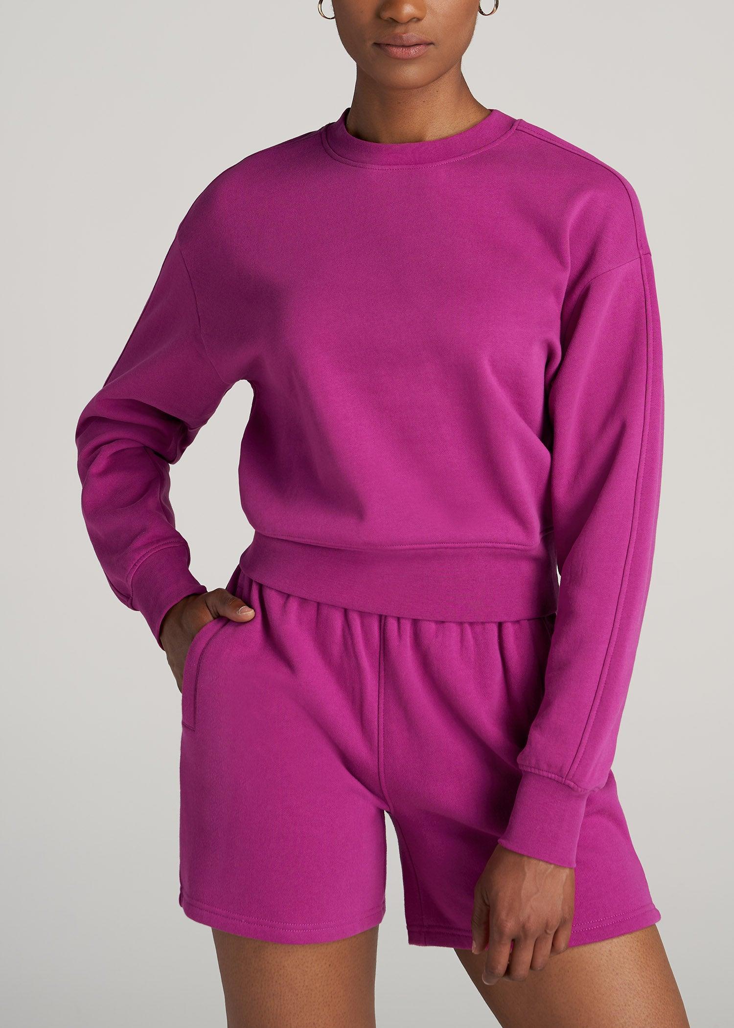 Wearever Fleece Cropped Crew Women's Tall Sweatshirt in Pink Orchid Female Product Image