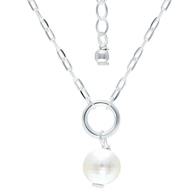 Aleure Precioso Sterling Silver Freshwater Cultured Pearl Drop Chain Necklace, Womens Product Image