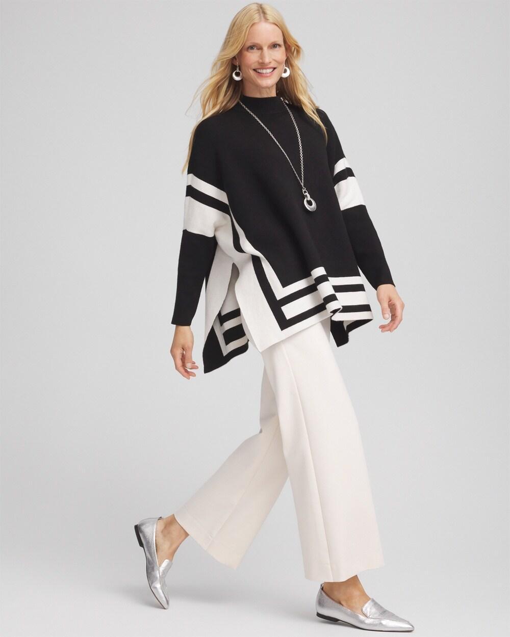 Colorblock Sweater Poncho Product Image