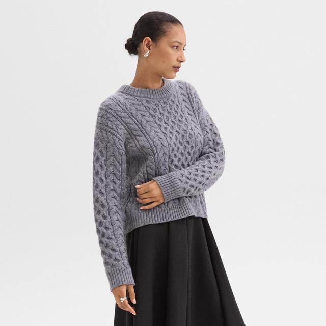 Felted Wool-Cashmere Cable Knit Sweater | Theory Product Image