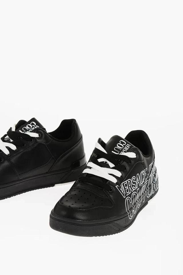 VERSACE Jeans Couture Leather Starlight Low Top Sneakers With Printe In Black Product Image