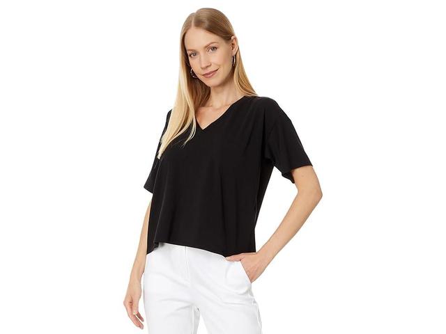 Eileen Fisher Boxy V-Neck Stretch Organic Cotton T-Shirt Product Image