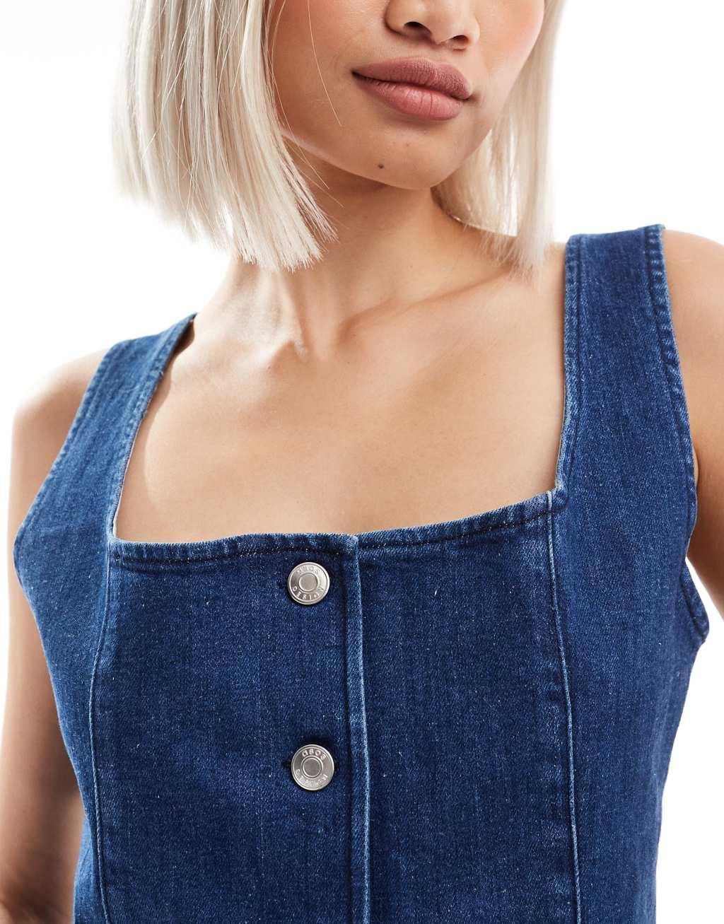 ASOS DESIGN denim structured top in indigo Product Image