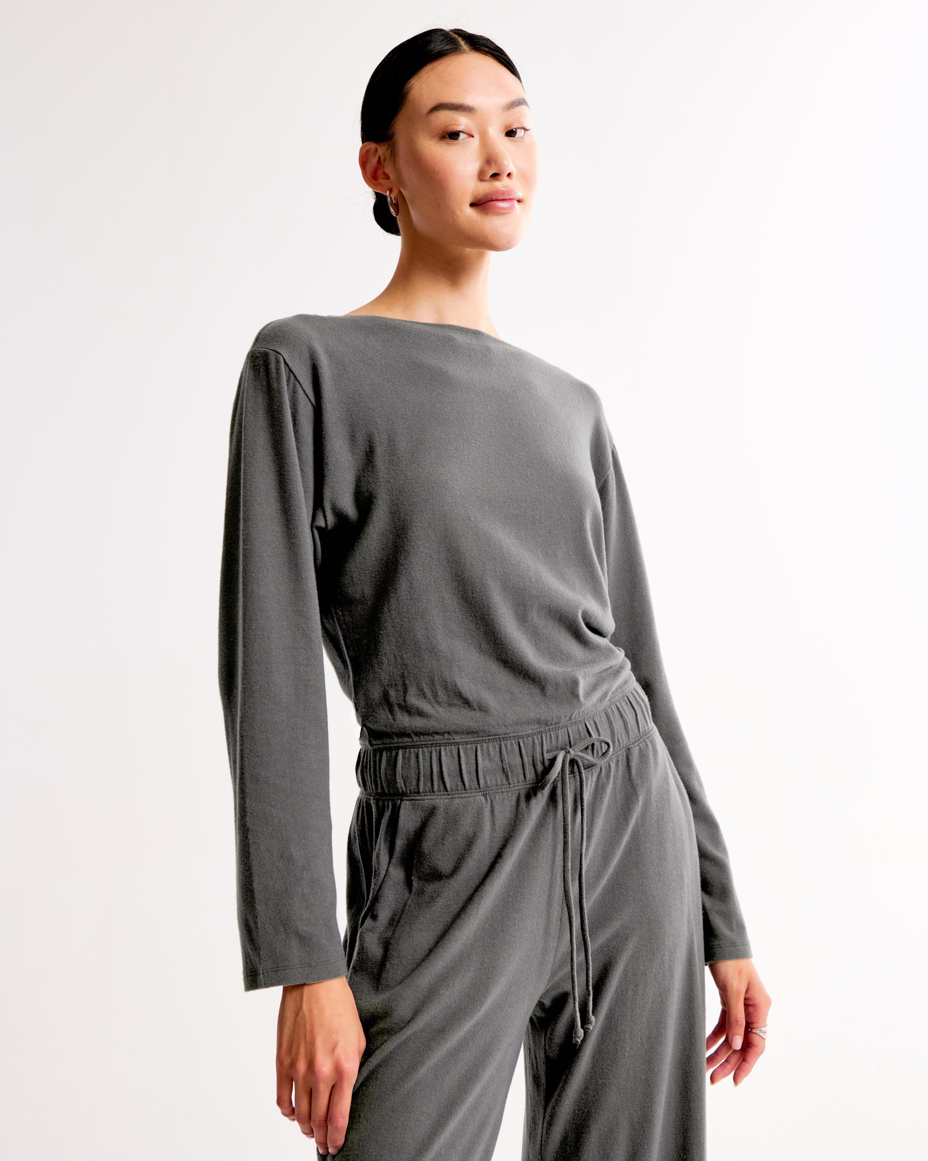 Lounge Off-The-Shoulder Long-Sleeve Jumpsuit Product Image