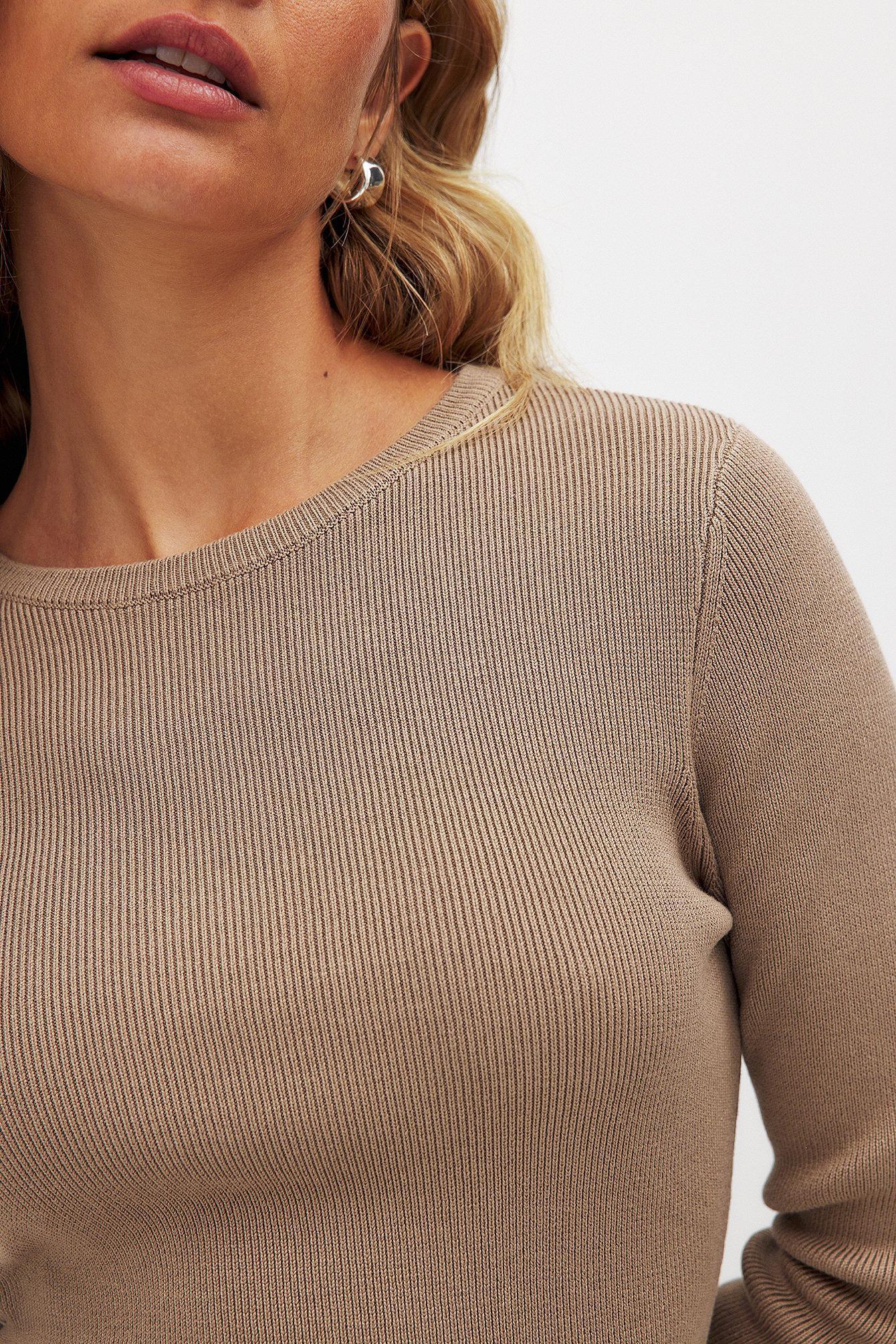 Ribbed Knitted Round Neck Top Product Image