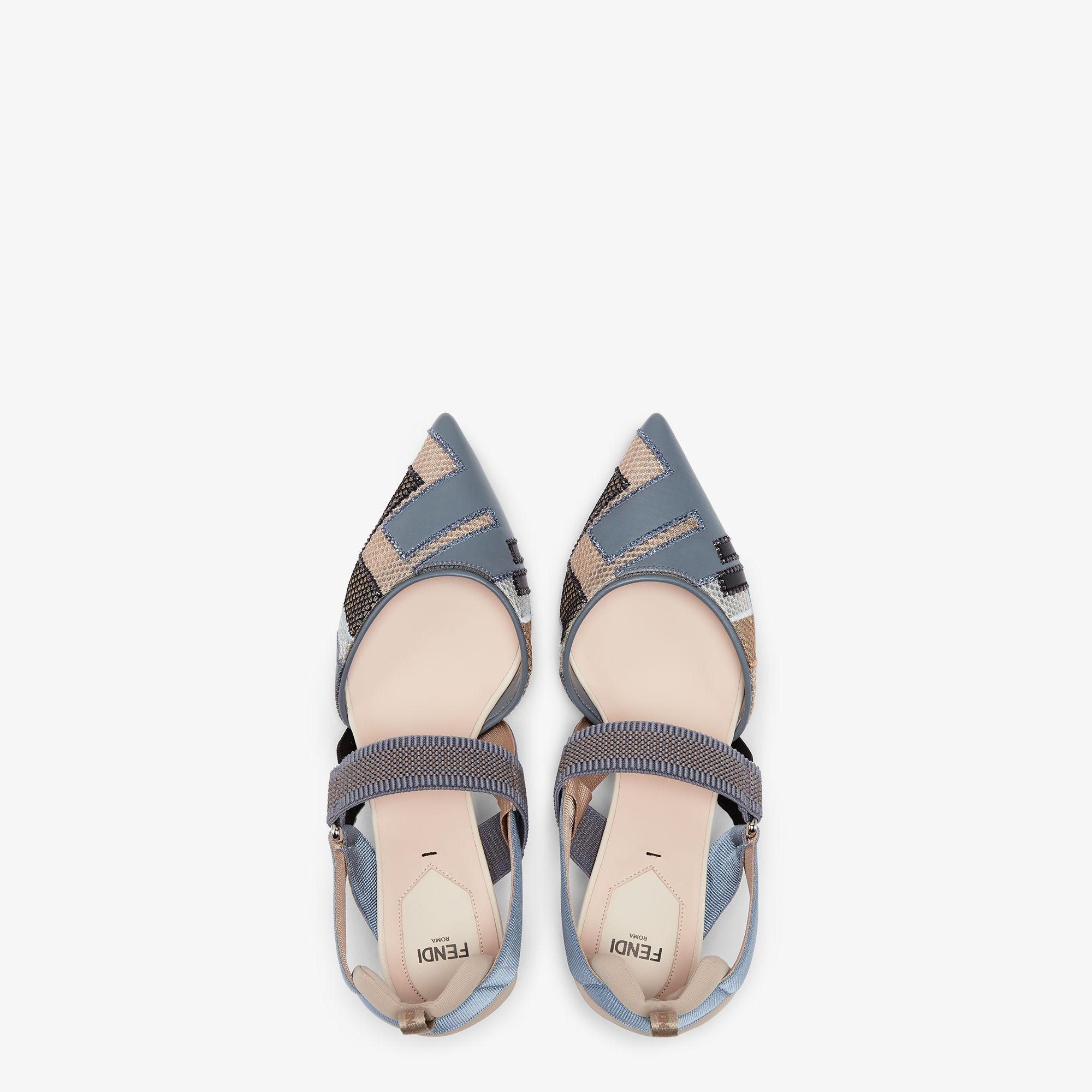 ColibrìBlue inlaid leather medium-heeled slingbacks Product Image