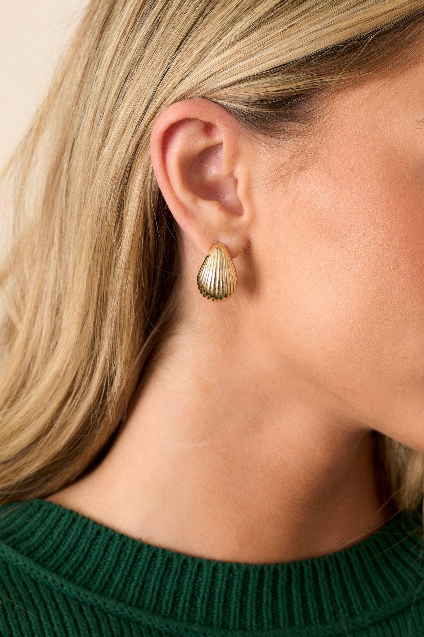 Wavy Wonder Gold Textured Earrings Product Image