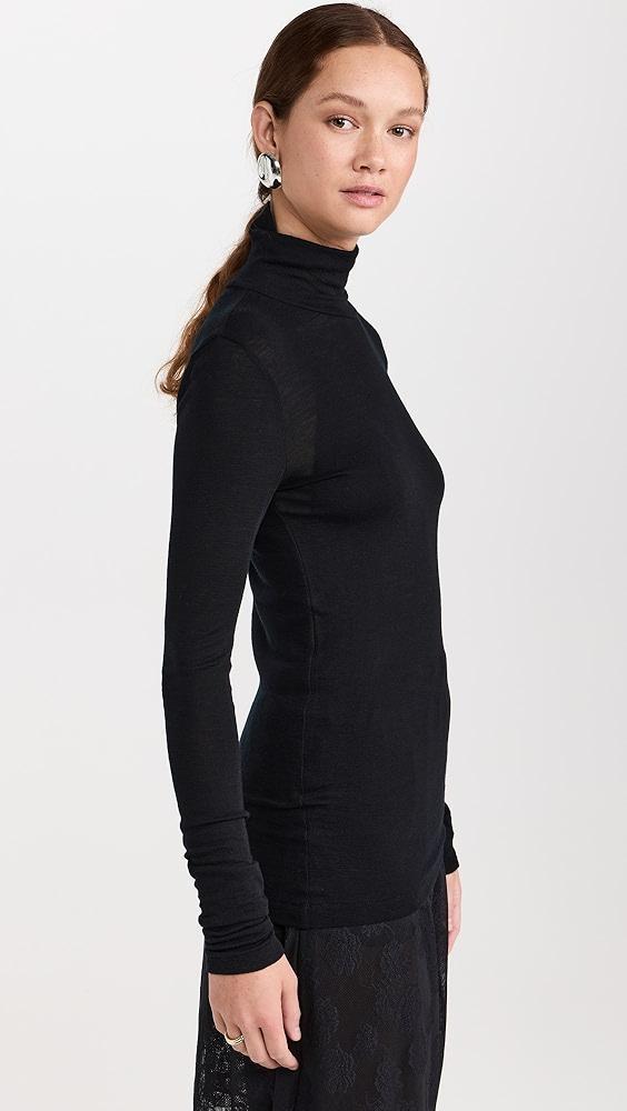 RECTO Overlay Jacquard Logo Turtleneck Top | Shopbop Product Image