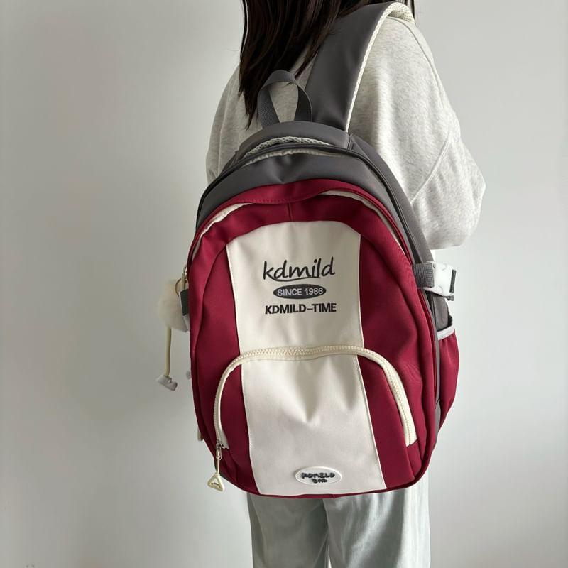 Color Block Lettering Zip Backpack Product Image