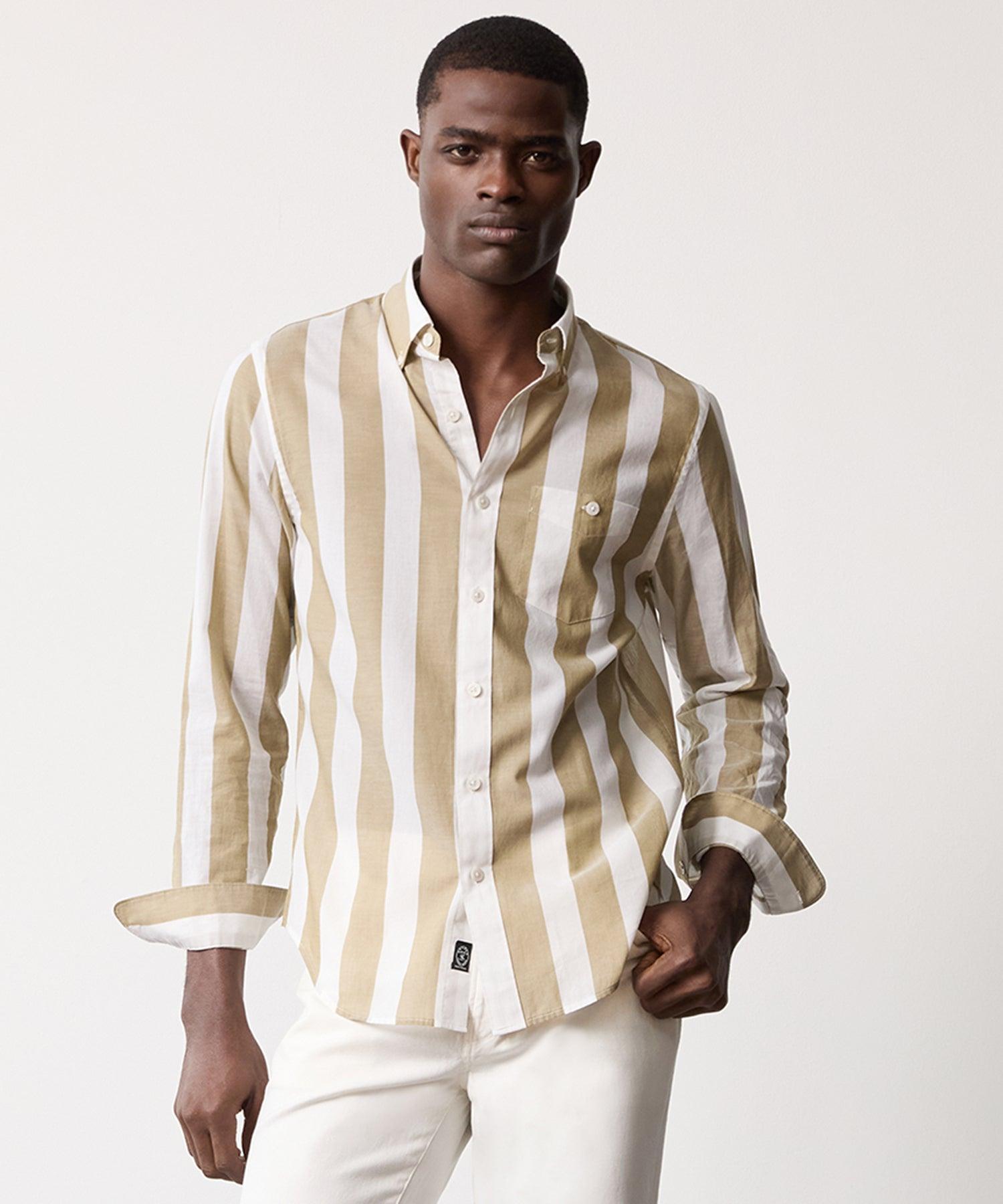 Slim Fit Summerweight Favorite Shirt in Bold Khaki Stripe Product Image