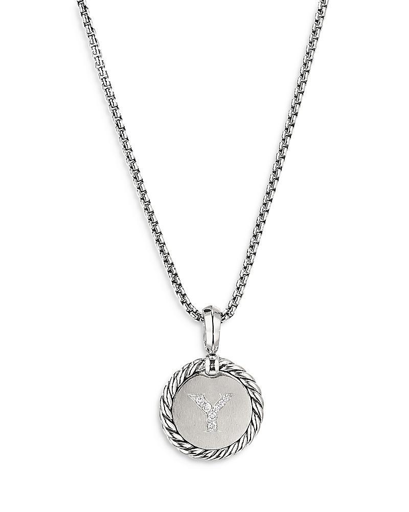 Womens M Initial Charm Necklace in Sterling Silver Product Image