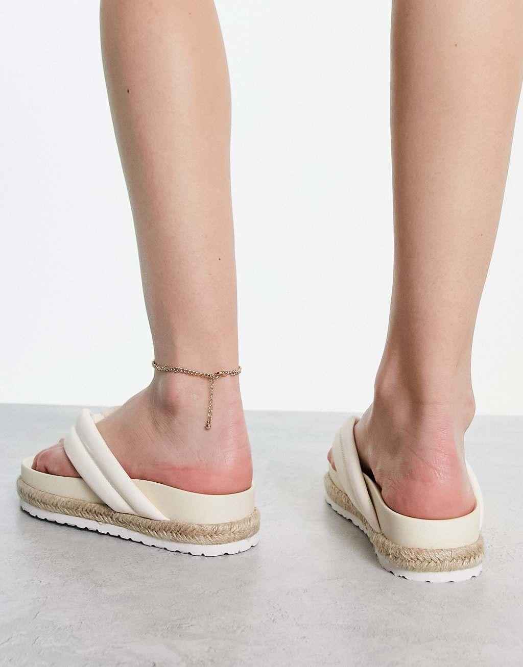 RAID Calvine espadrille toe post sandals in cream Product Image