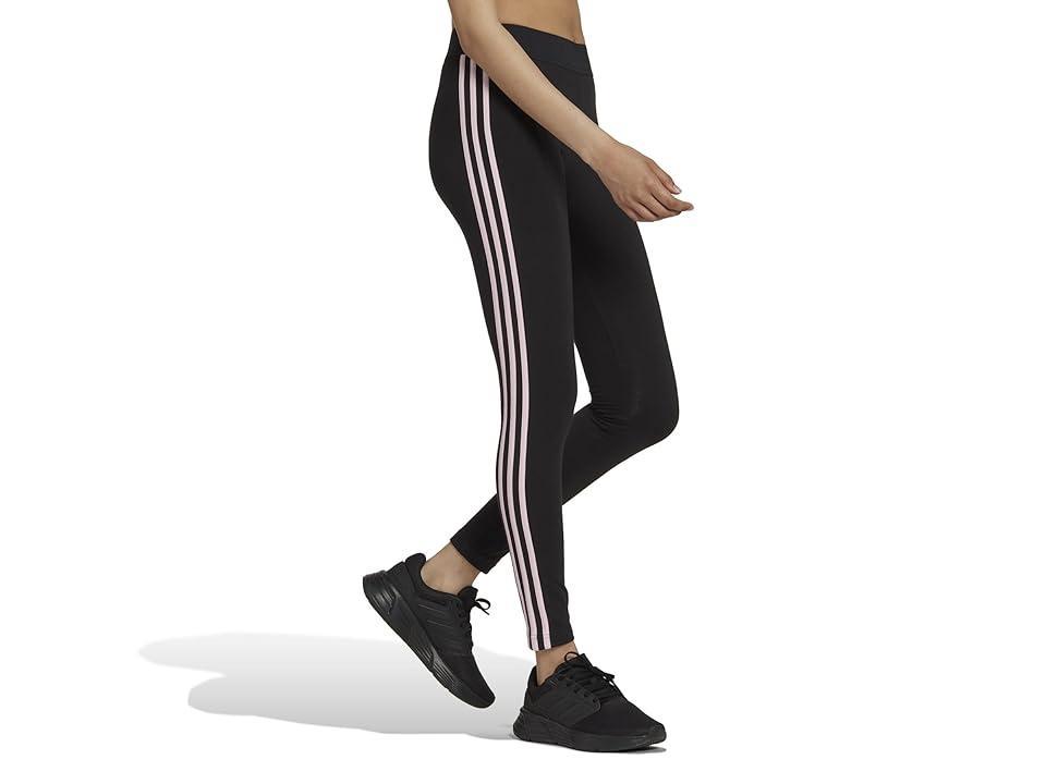 Womens adidas Essential 3-Stripe High-Waisted Leggings Black Product Image