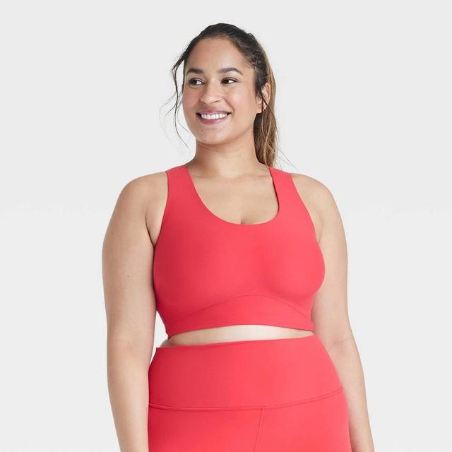 Womens Everyday Soft Medium Support Longline Sports Bra - All In Motion Red 2X Product Image