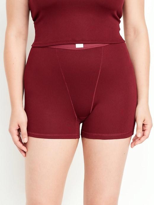 High-Waisted Ribbed Boyshort Briefs -- 3-inch inseam Product Image