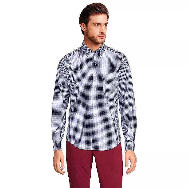 Mens Lands End Traditional-Fit Essential Lightweight Poplin Shirt Deep Blue Product Image