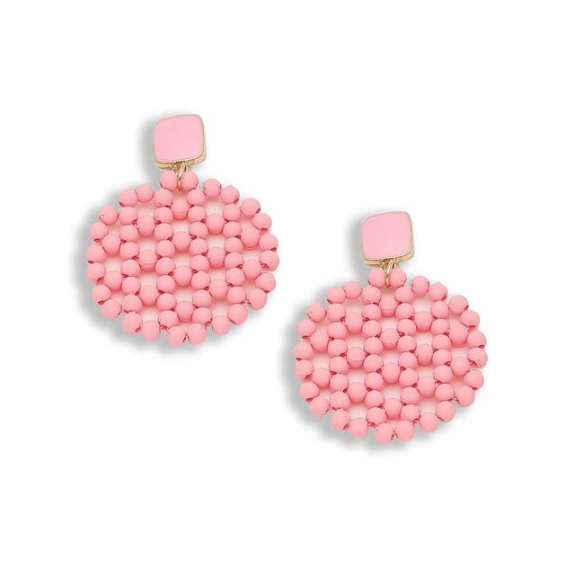 Sohi Womens Pink Beaded Circular Drop Earrings Product Image