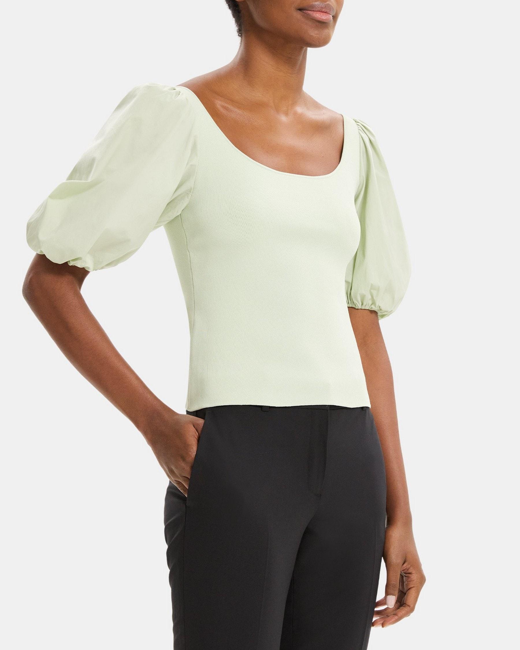 Puff Sleeve Top in Stretch Knit Product Image