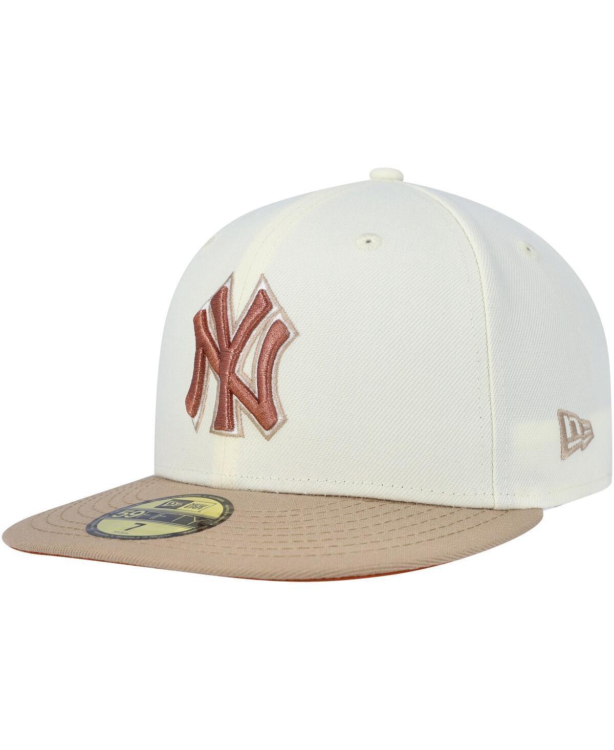 Mens New Era Cream New York Yankees Chrome Camel Rust Undervisor 59FIFTY Fitted Hat Beige Over Product Image