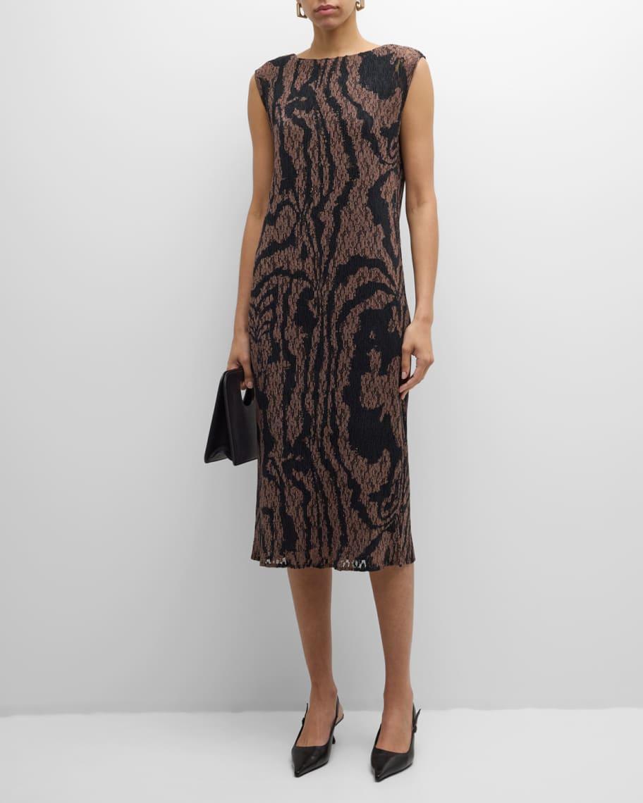 Abstract-Print Plisse Midi Dress Product Image