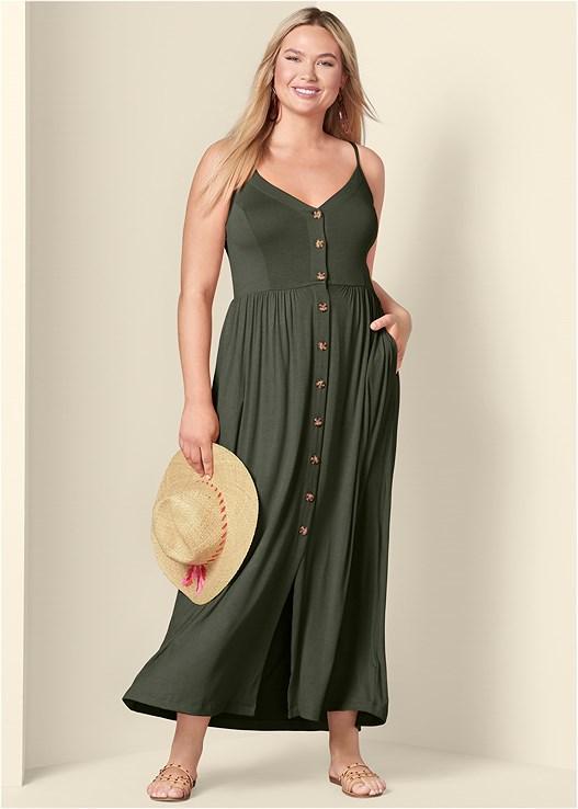 Button-Front Maxi Dress Product Image