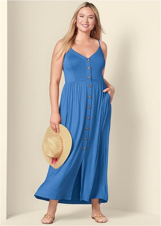 Button-Front Maxi Dress Product Image