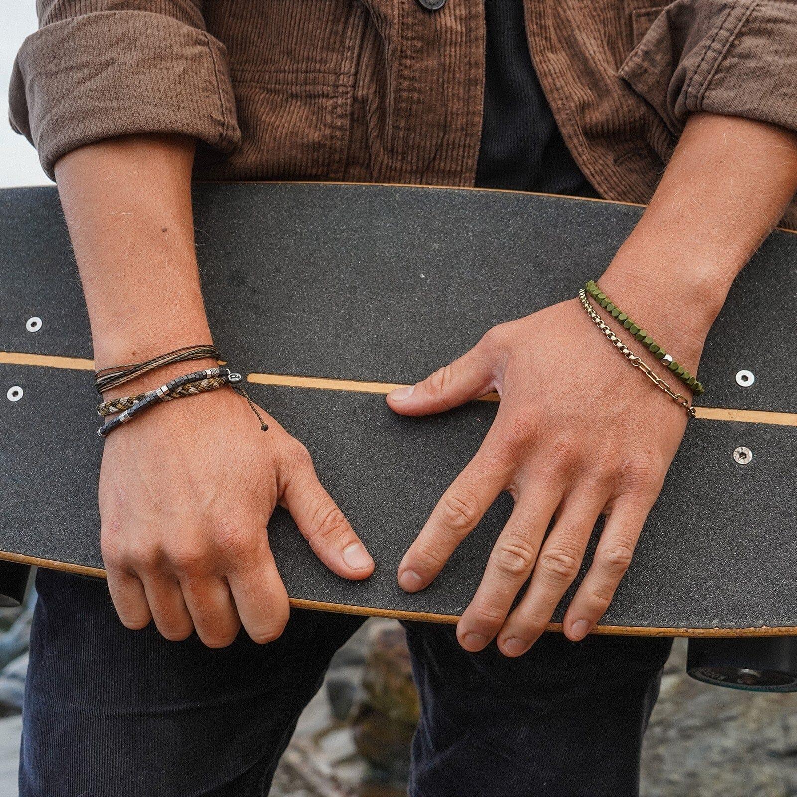 Men's Coated Hematite Stretch Bracelet Product Image