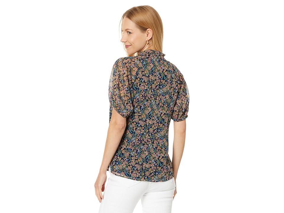 CeCe Womens Printed Split-Neck Raglan-Sleeve Blouse Product Image