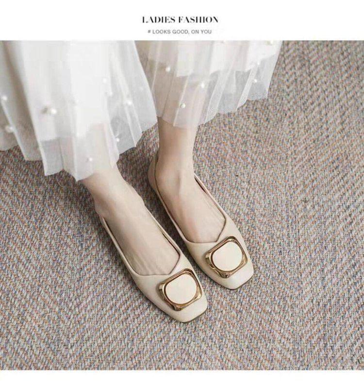 Faux Leather Square Toe Flats Product Image