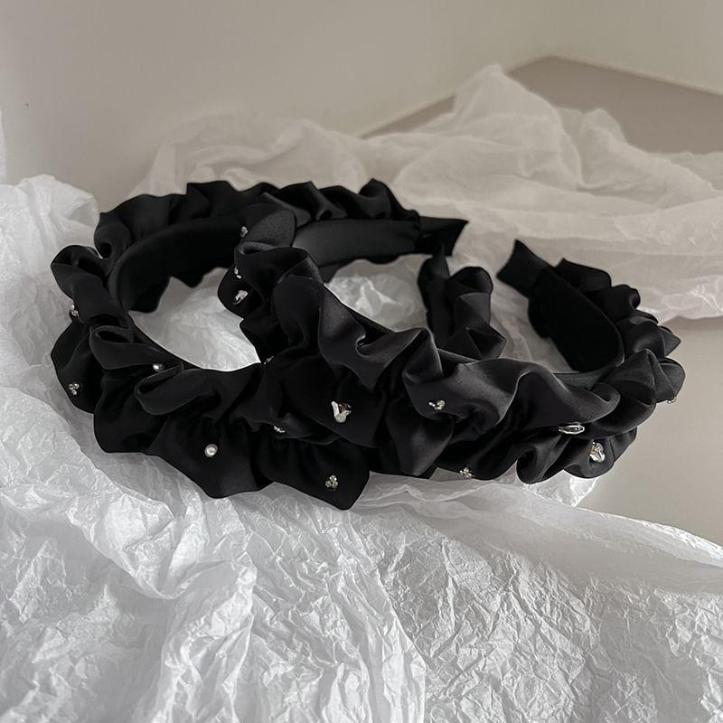 Rhinestone / Faux Pearl  Ruffle Fabric Headband Product Image