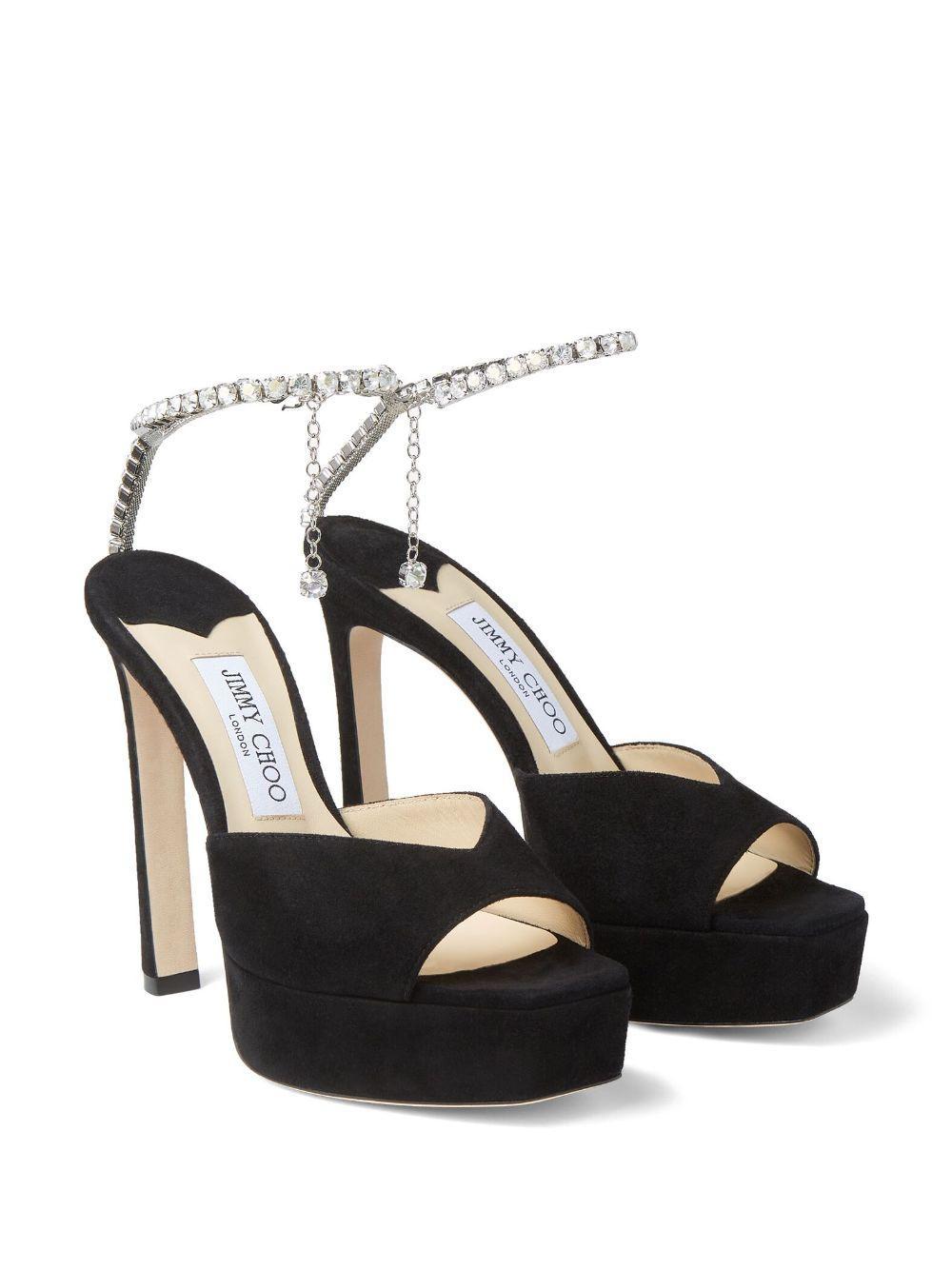 JIMMY CHOO Saeda 125 Suede Sandals In Black Product Image