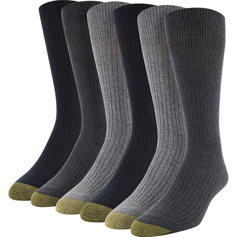 Mens GOLDTOE 6-Pack Extended Stanton Crew Socks Grey Product Image