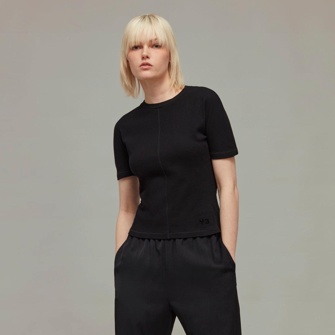 adidas Y-3 Fitted Short Sleeve Tee Black S Womens Product Image