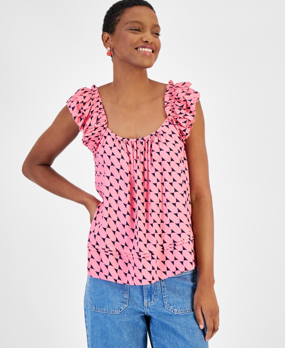 On 34th Womens Printed Ruffle-Strap Swingy Tank, Created for Macys Product Image