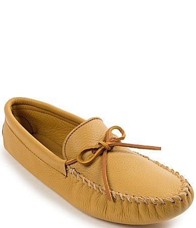 Minnetonka Mens Double Deerskin Leather Softsole Slippers Product Image