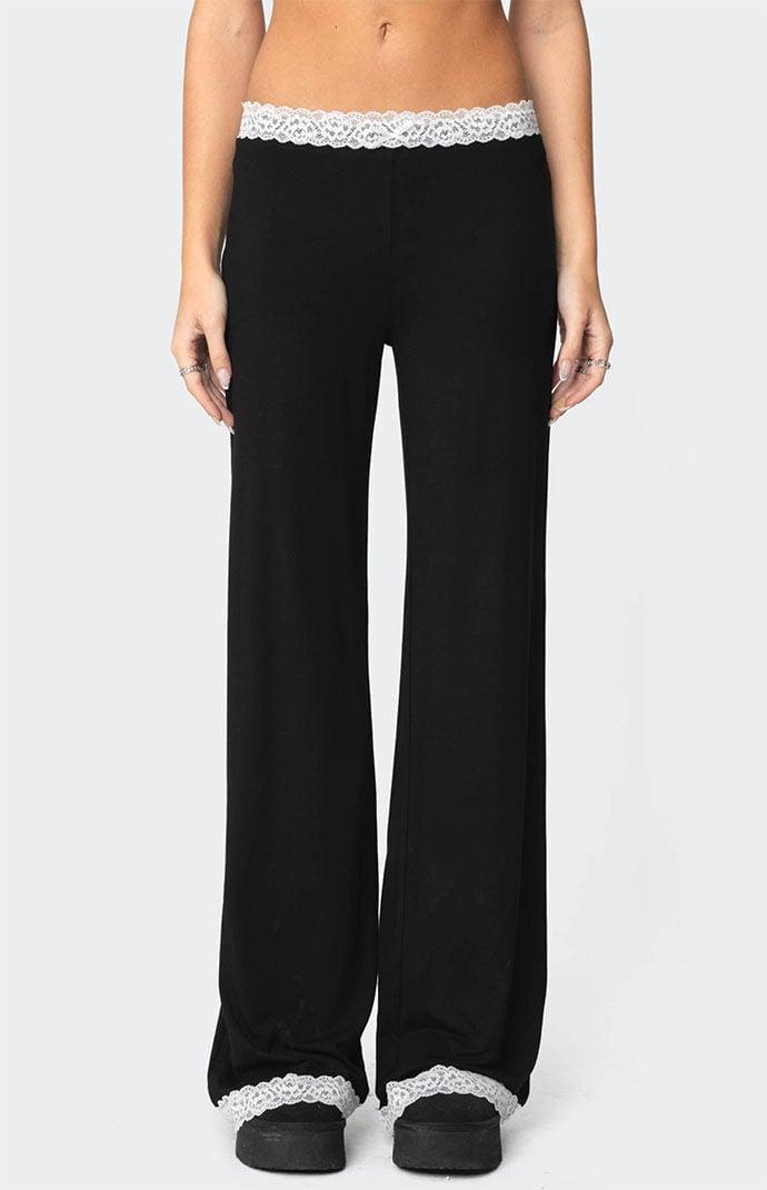 Edikted Women's Domino Contrast Lace Trim Pants Product Image