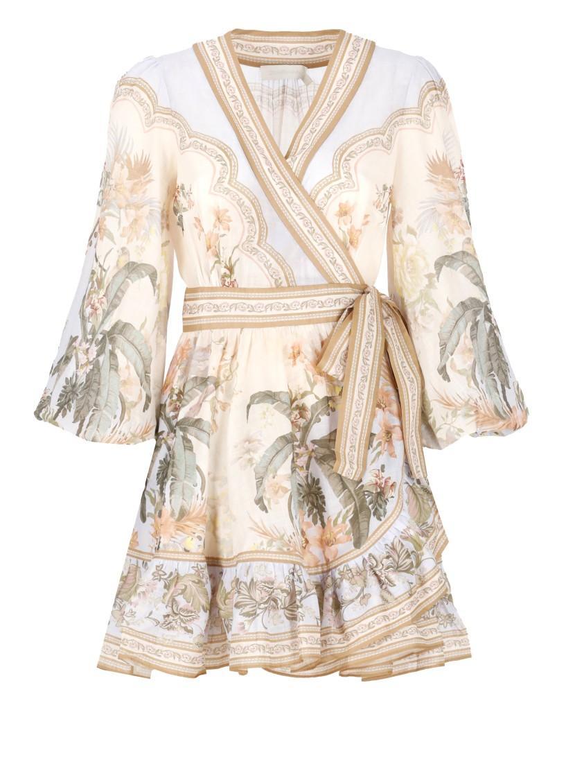 ZIMMERMANN Wylie Cotton Mini Wrap Dress In Multicolor Product Image