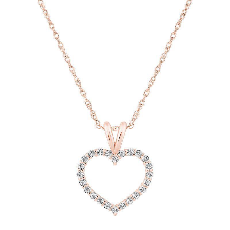 Alyson Layne 14k Gold 1/4 Carat T.W. Diamond Heart Pendant Necklace, Womens 14k Rose Gold Product Image